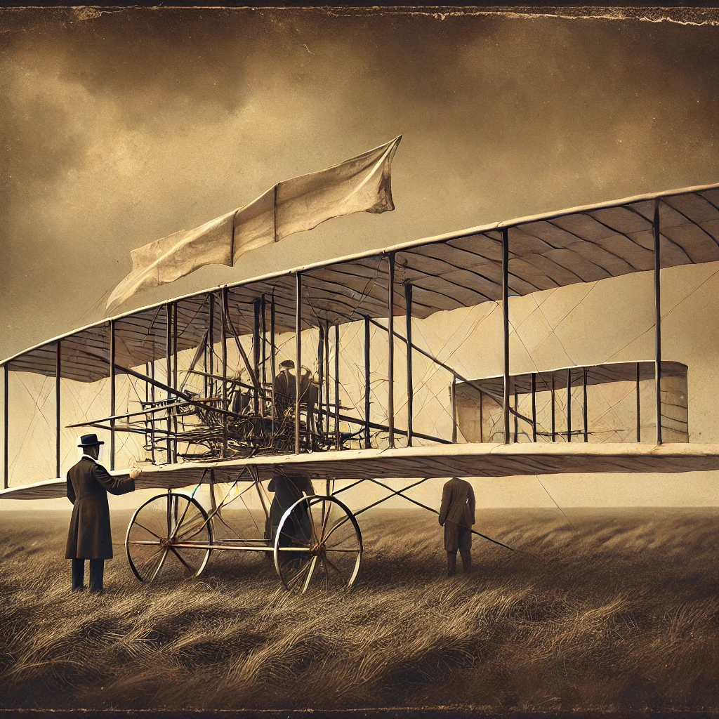 Ahistorical Wright brothers taking flight.