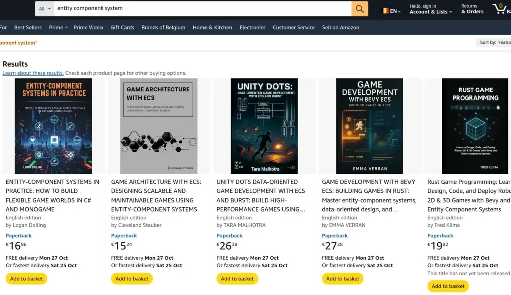 Amazon search results flooded with AI-generated books.