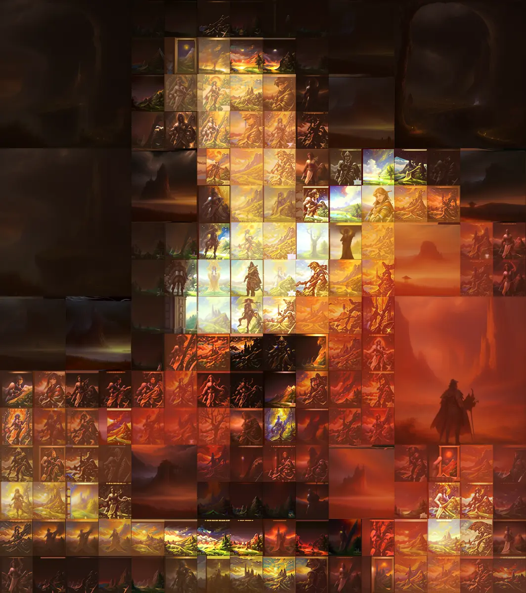img2quadtiles test based on Fragonard's Inspiration.