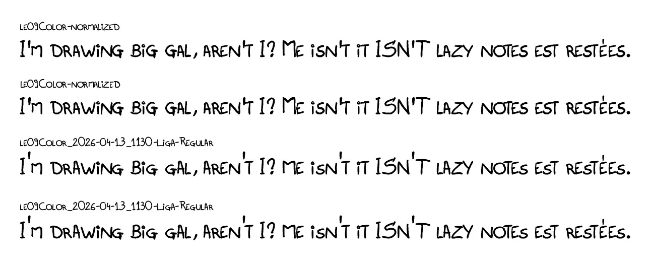 The font, before/after normalization.