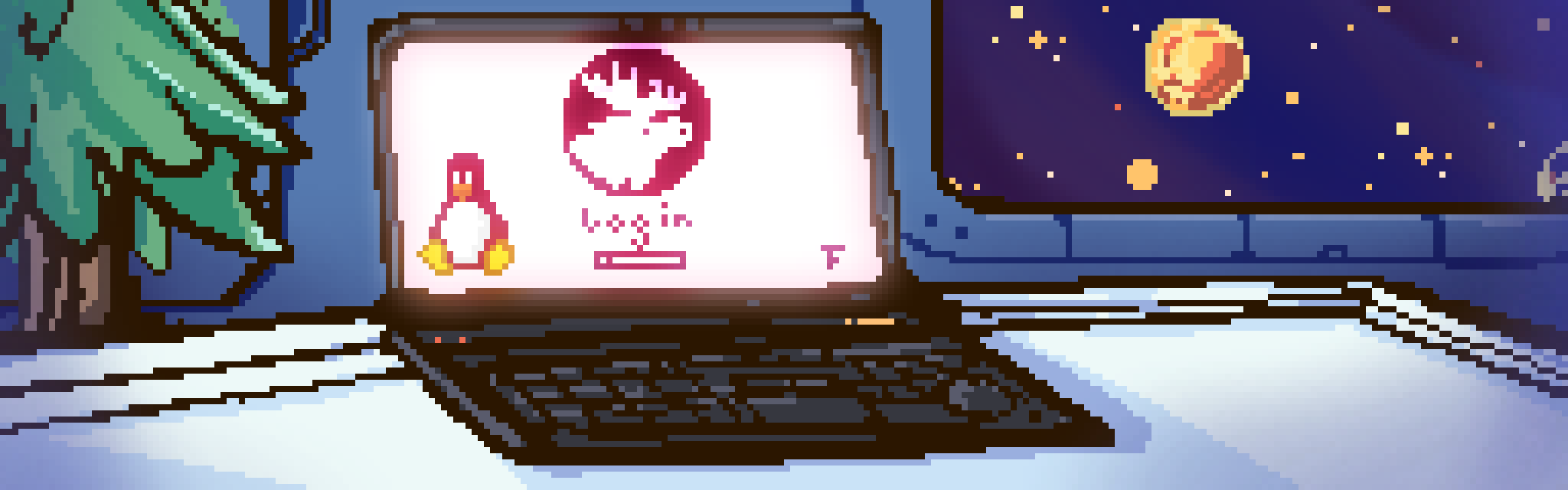 A laptop in pixel art.